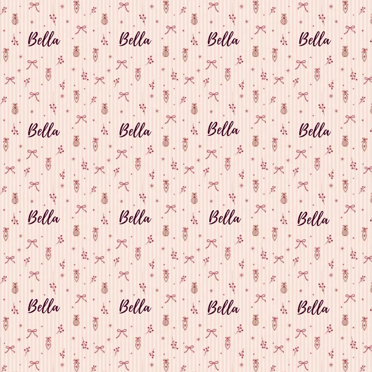 Personalized Whimsy Ornament Bow Name Wrapping Paper