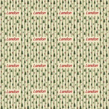 Personalized Striped Christmas Tree Name Wrapping Paper