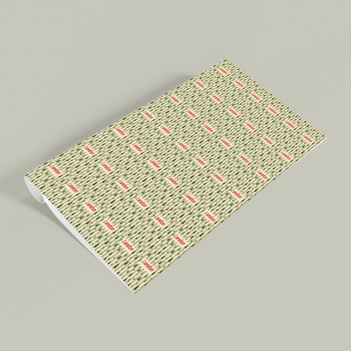 Personalized Striped Christmas Tree Name Wrapping Paper