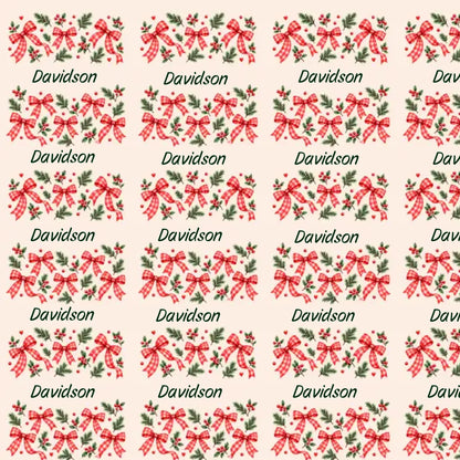 Personalized Holiday Gingham Bows Name Wrapping Paper
