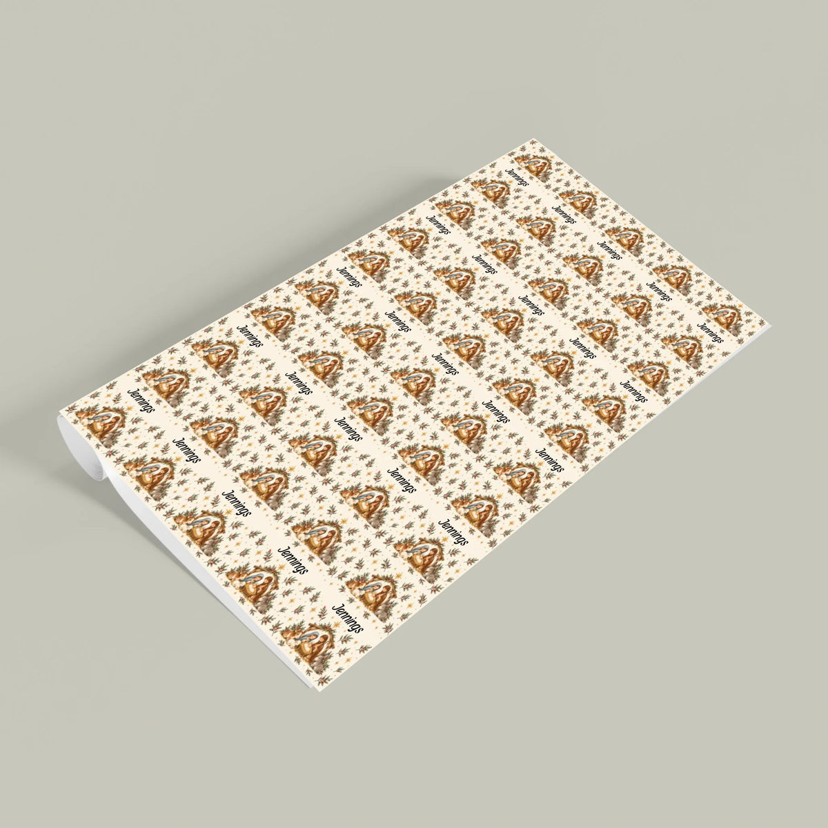 Personalized Holy Night Nativity Name Wrapping Paper