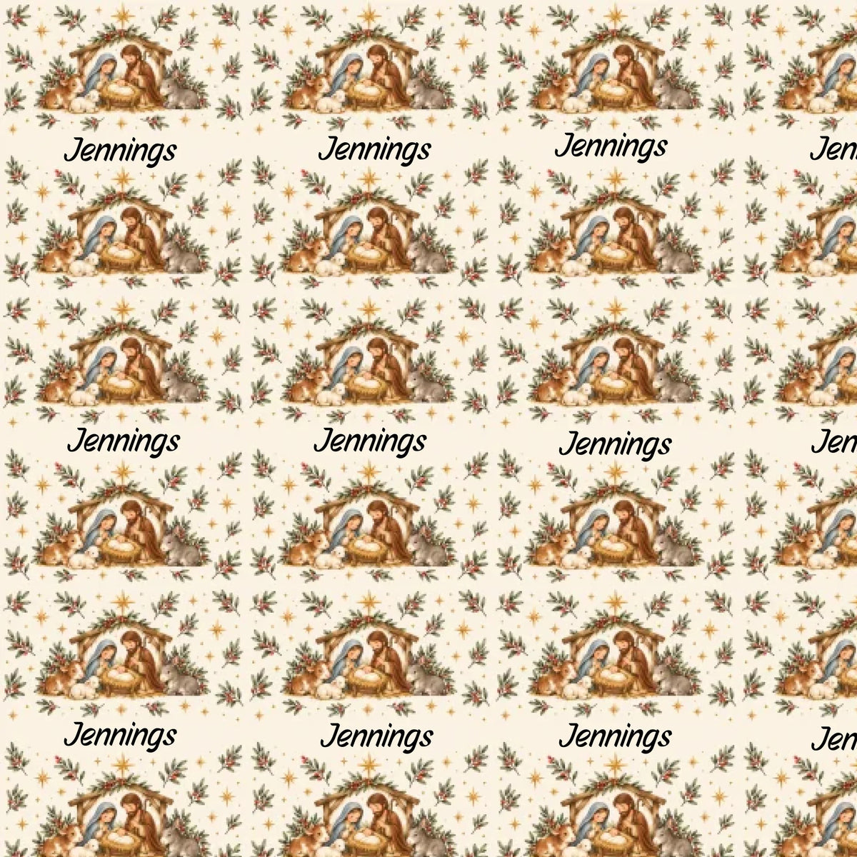 Personalized Holy Night Nativity Name Wrapping Paper