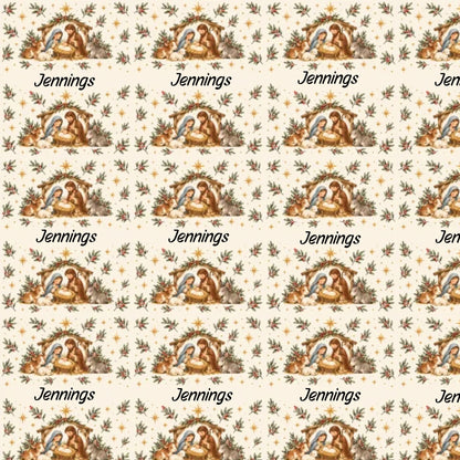 Personalized Holy Night Nativity Name Wrapping Paper