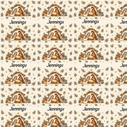 Personalized Holy Night Nativity Name Wrapping Paper