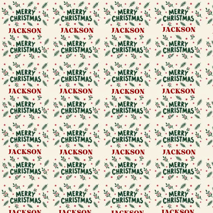 Personalized Merry Christmas Name Wrapping Paper