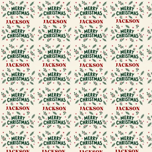 Personalized Merry Christmas Name Wrapping Paper
