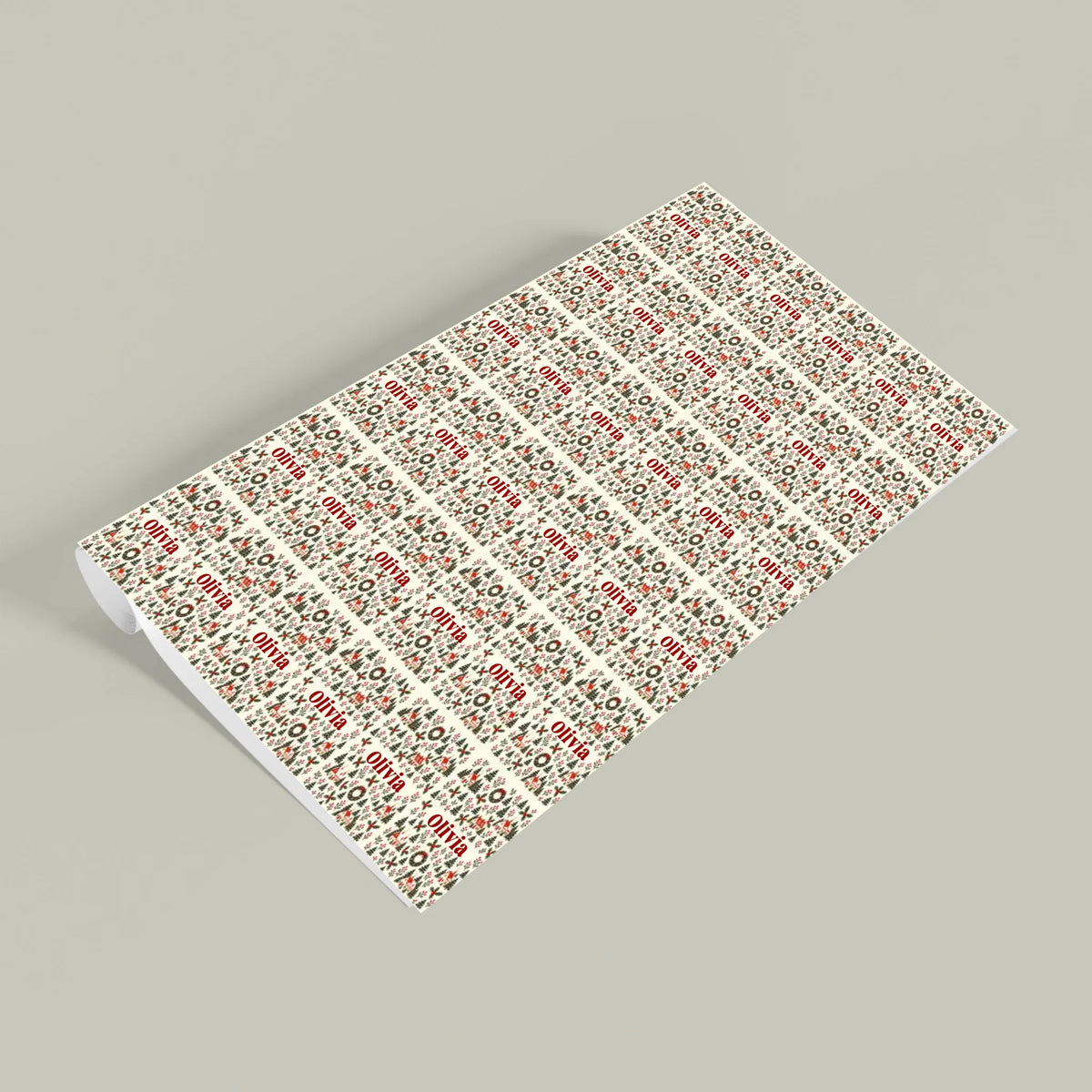 Personalized Christmas Village Name Wrapping Paper