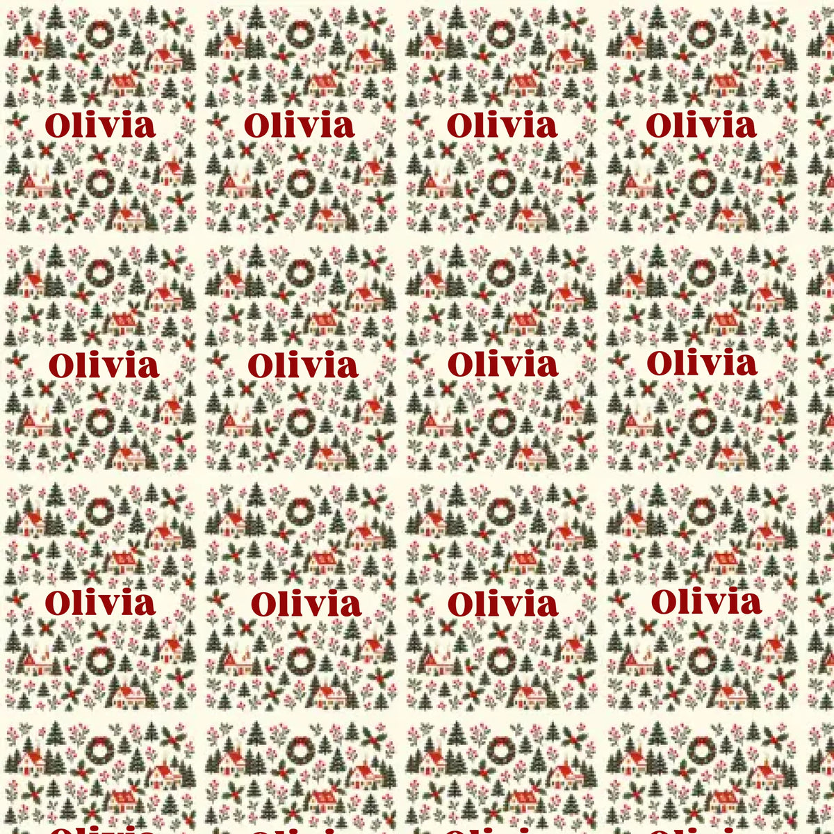 Personalized Christmas Village Name Wrapping Paper