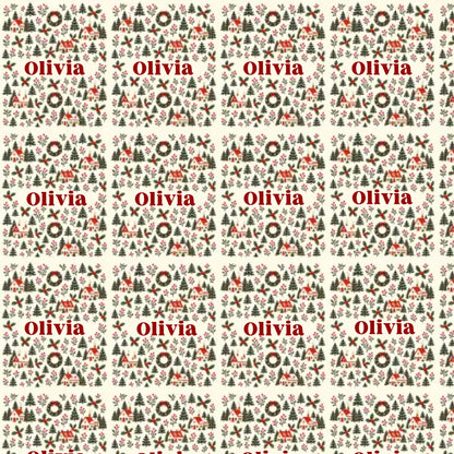 Personalized Christmas Village Name Wrapping Paper