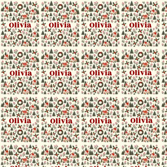 Personalized Christmas Village Name Wrapping Paper