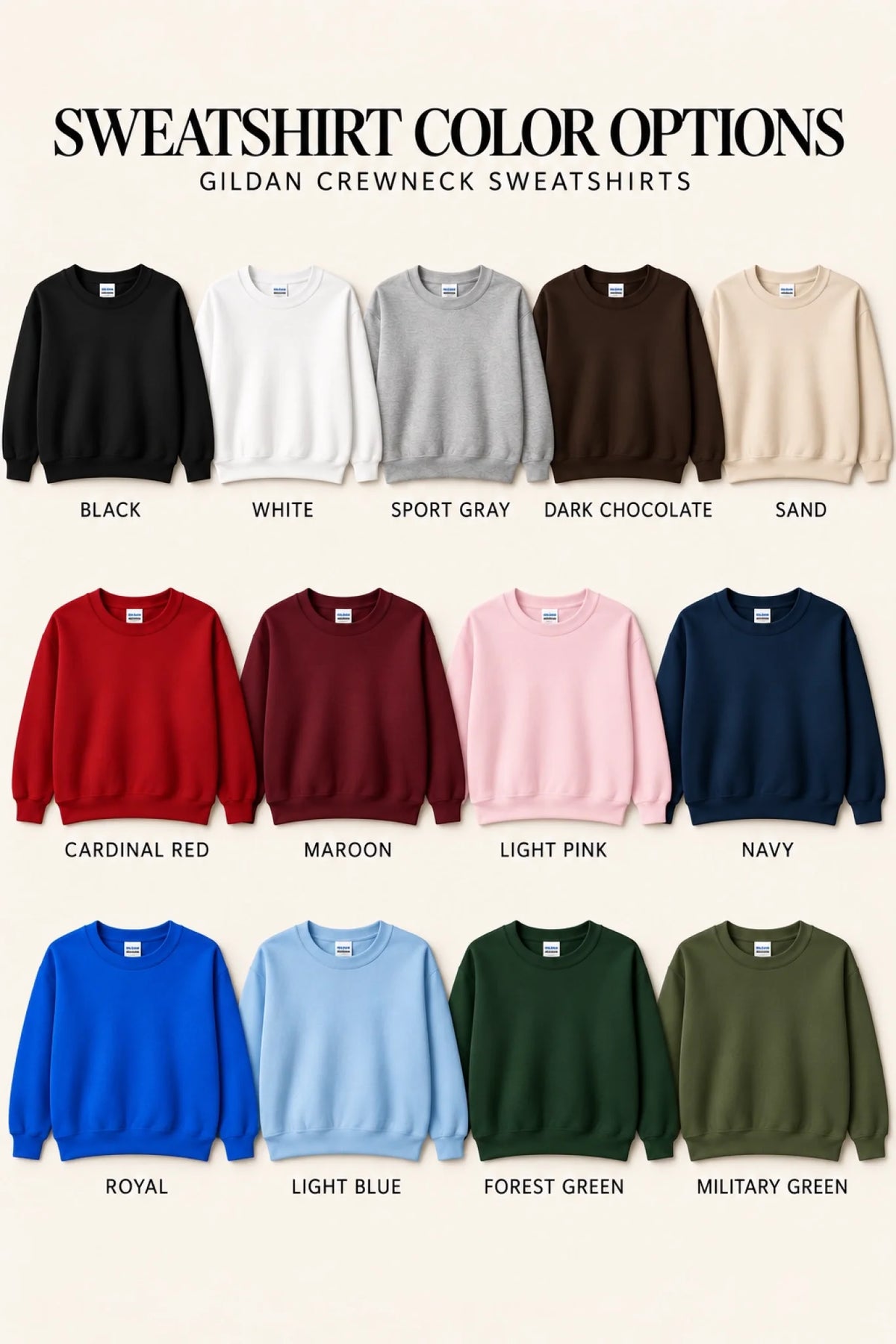 Shopify Sweatshirt Color Options